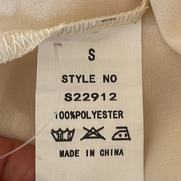 SOLUTION Cream off white Swiss Dot Babydoll Dress long sleeve ruffled edges Sz S - Picture 10 of 14